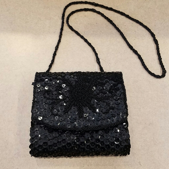 balikbayan handcrafts Handbags - Balikbayan/ black hand beaded small bag